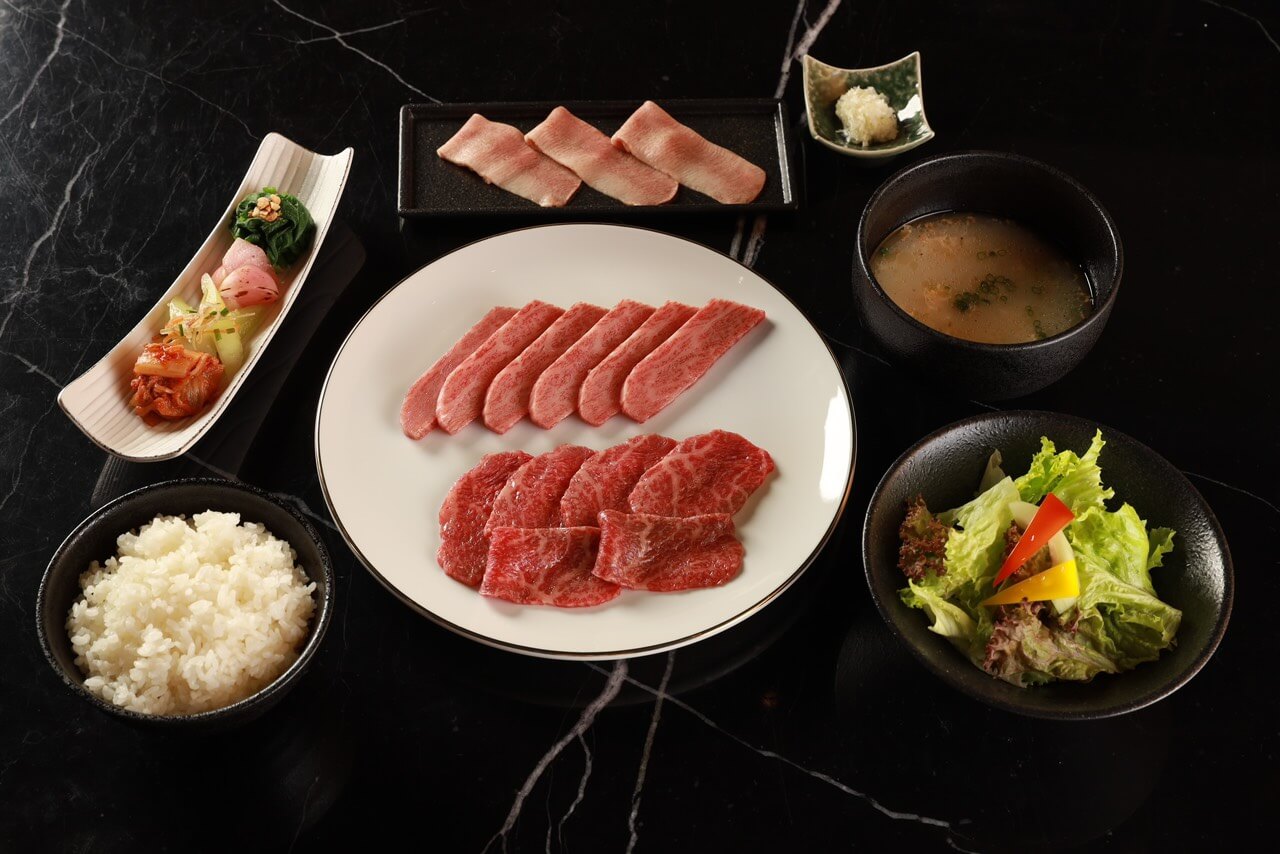 矢澤ハノイ：和牛ランチセット：牛タン、和牛カルビ&ロースセット（78万ドン）
