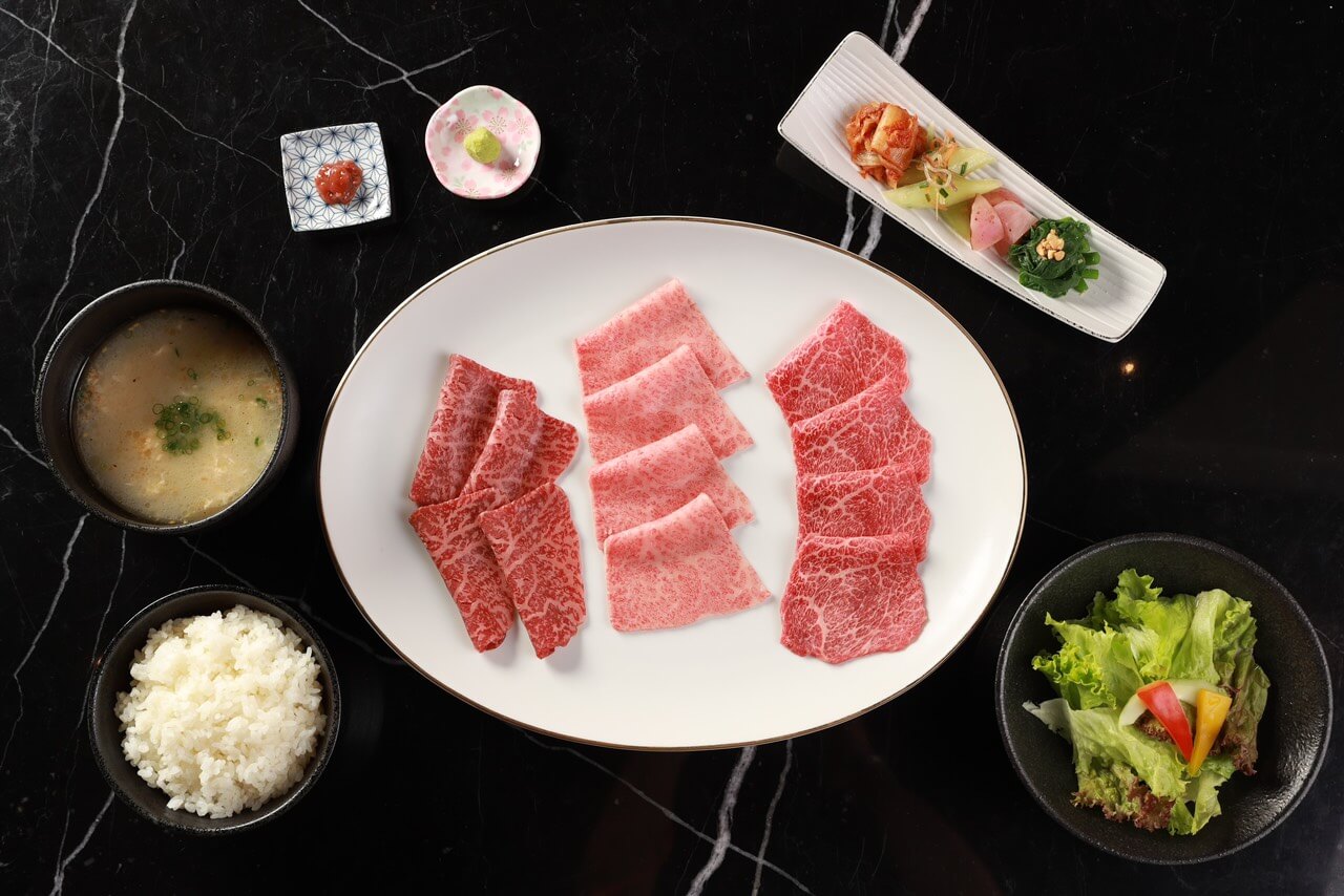 矢澤ハノイ・ランチ：本日の厳選矢澤ビーフ 3種セット（98万ドン）