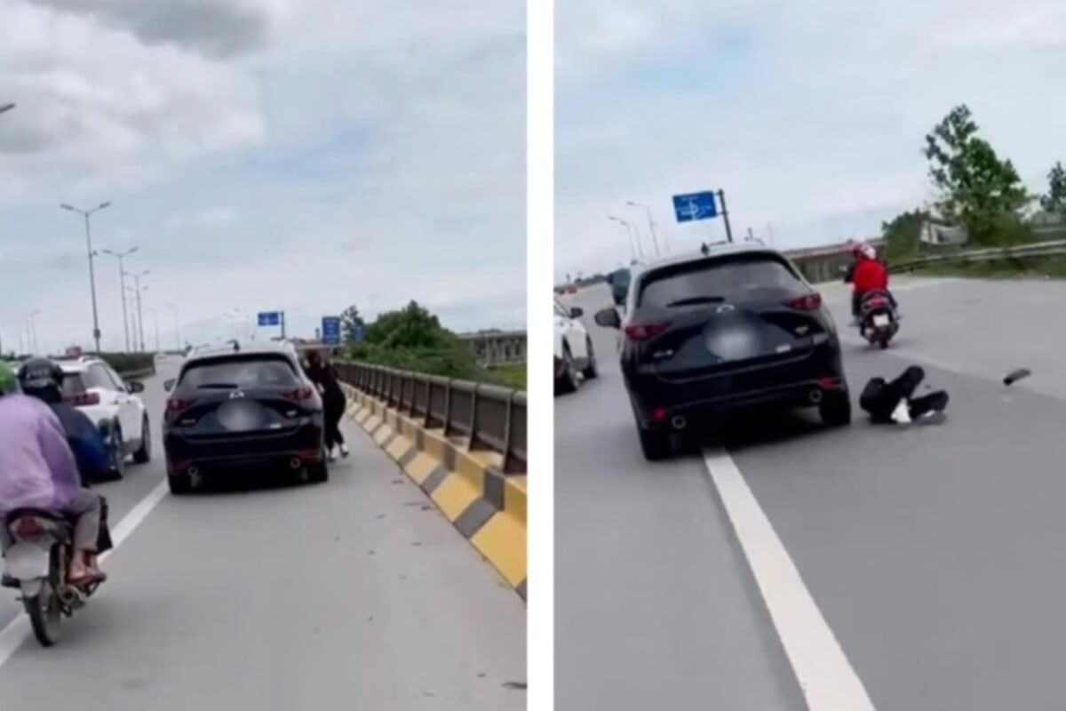 女性が車のドアにしがみつき30m走行、警察が映像公開　ハノイ
