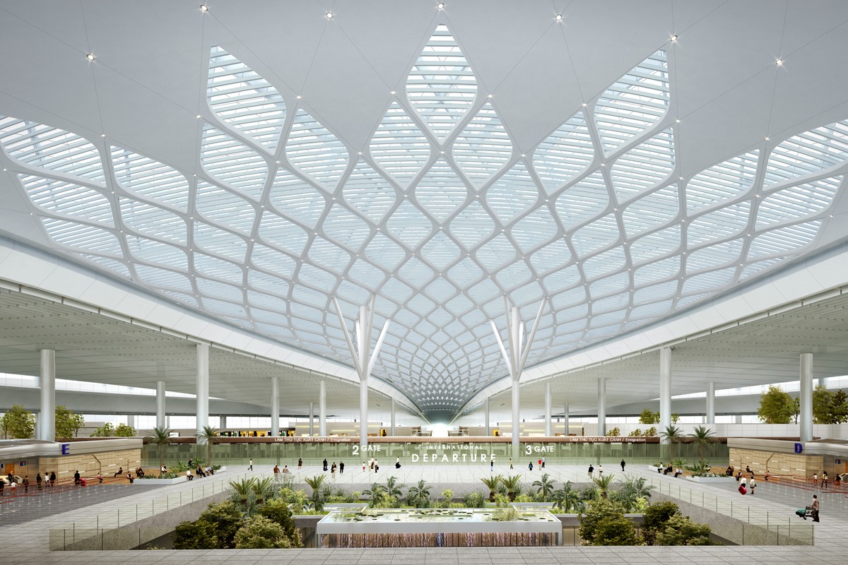 ロンタイン国際空港、蓮をイメージしたデザイン