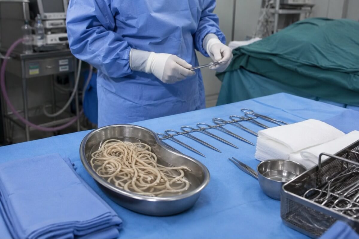 9歳女児の腸から回虫200匹超を摘出、緊急手術で命を救う