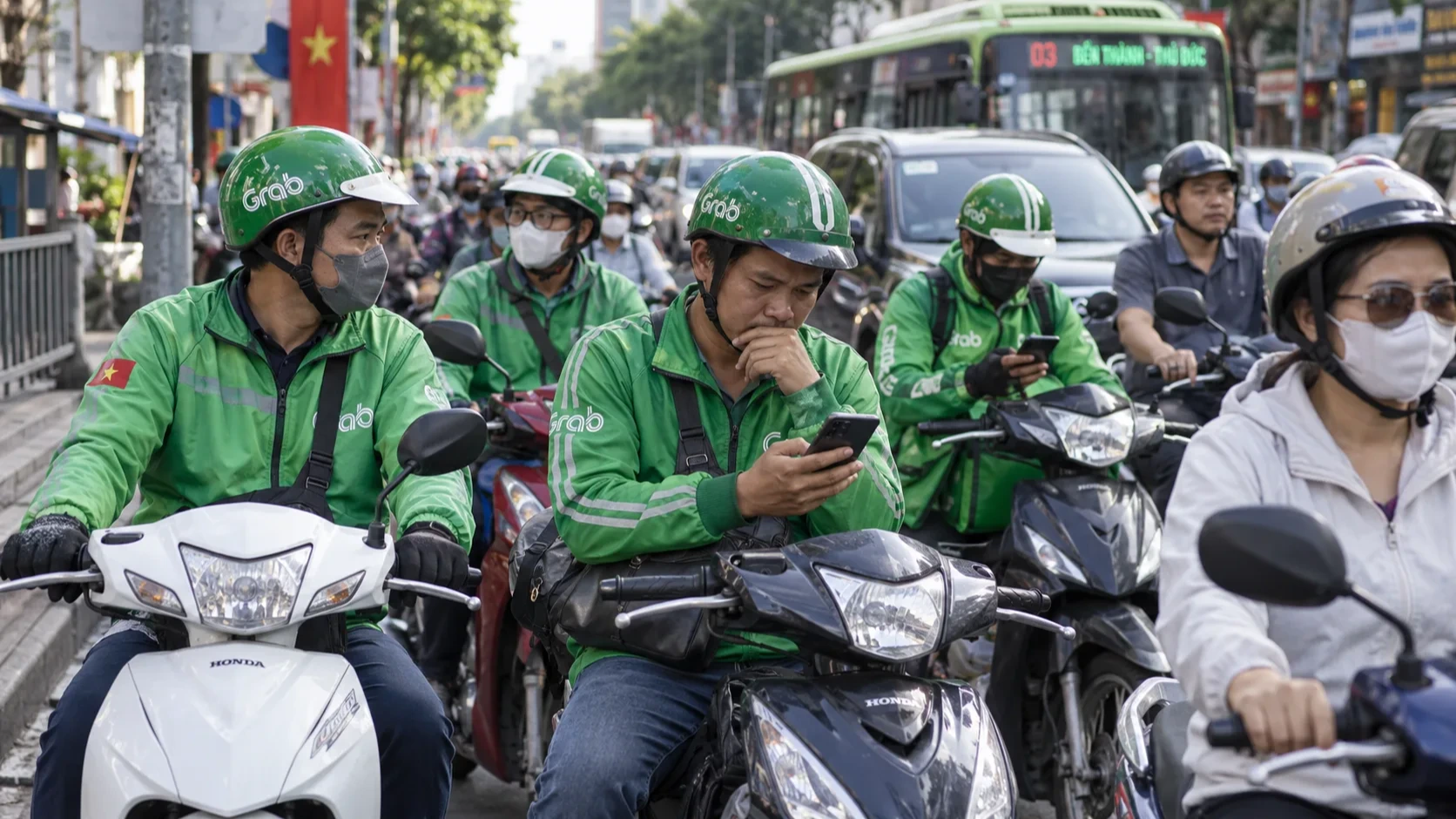 ベトナムのGrab運転手、2日間のアプリ停止呼びかけ　18.53kmで報酬約280円