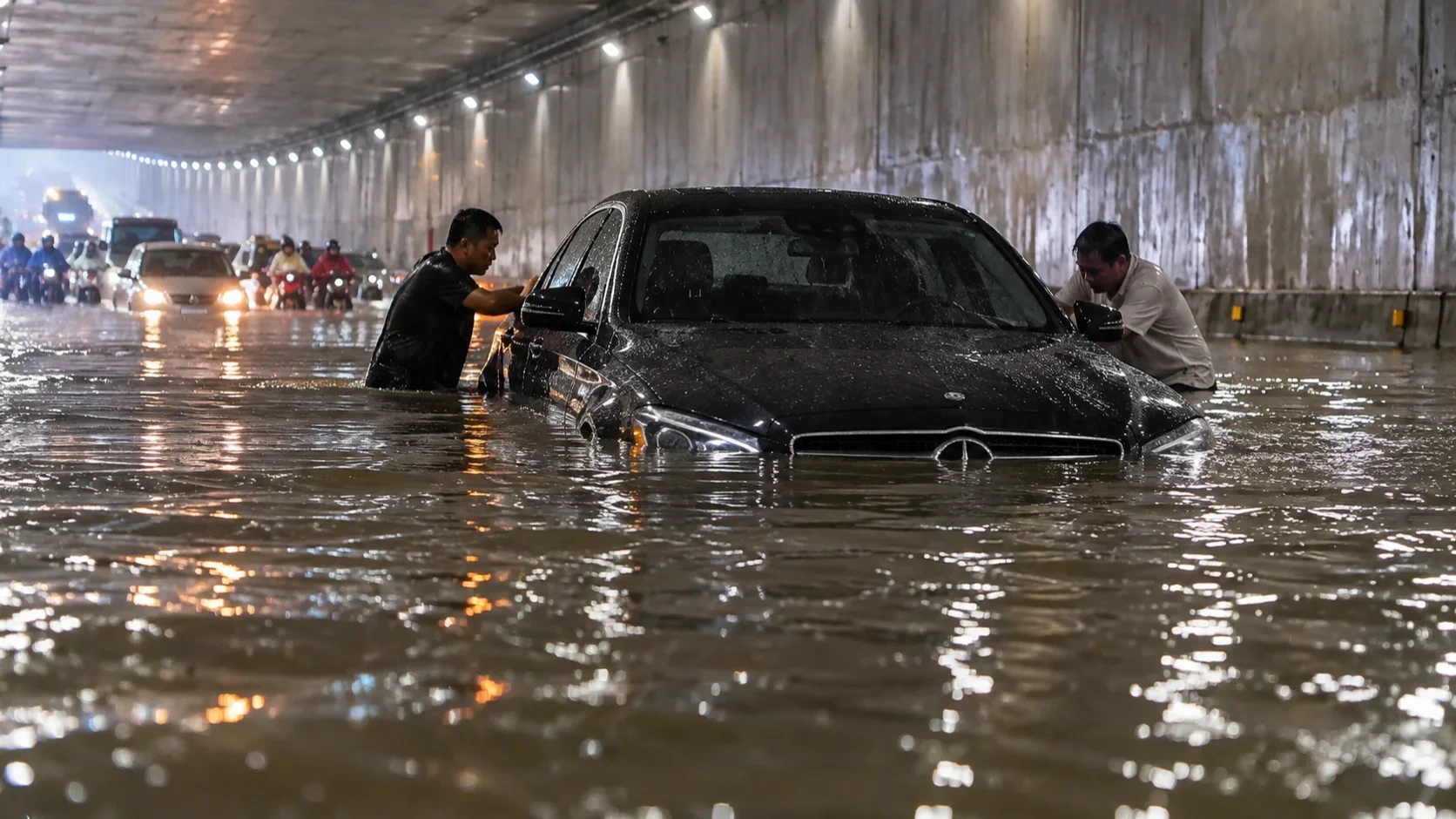 ホーチミン市で大雨と高潮、道路冠水で帰宅時間帯の交通に影響