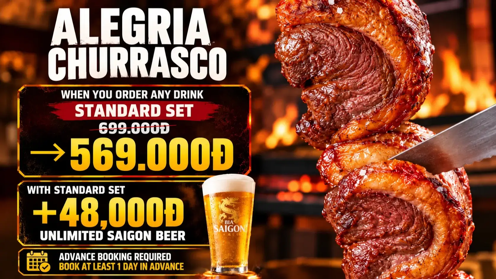 ホーチミン「Alegria」10月限定｜シュラスコが13万ドンOFF＆ビール飲み放題