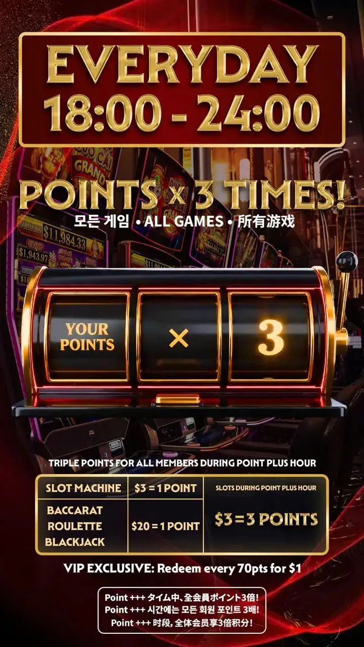 JACKPOT E-GAMING CLUB 毎日18時から24時までポイント3倍